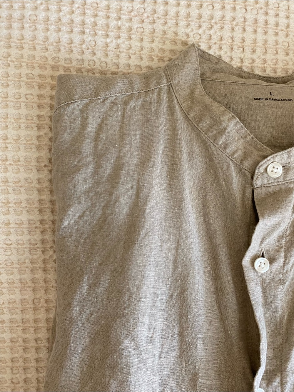 MUJI Men’s 100% Linen Stand Collar Shirt in Natural - L - Picture 13 of 16